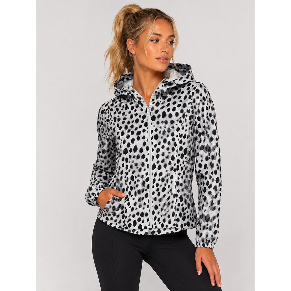 Lorna‎ Jane Uniquely XS Hooded Windbreaker Jacket Cheetah Spotted Golf